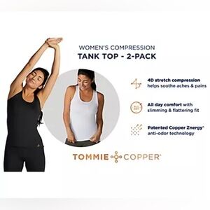 NWT! Tommie Copper | 2-Pack Compression Support Tank Tops | Black/White | M